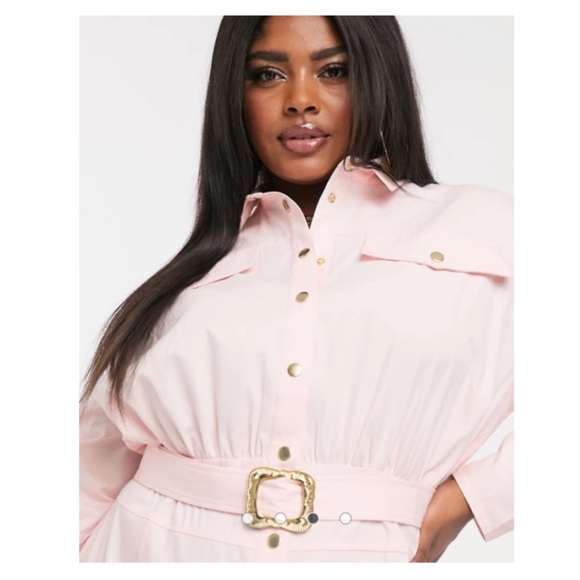 ASOS DESIGN curve mini shirt dress with belt - Picture 3 of 5